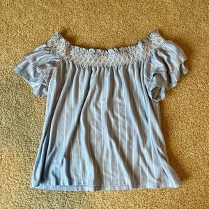 Off the shoulder striped shirt